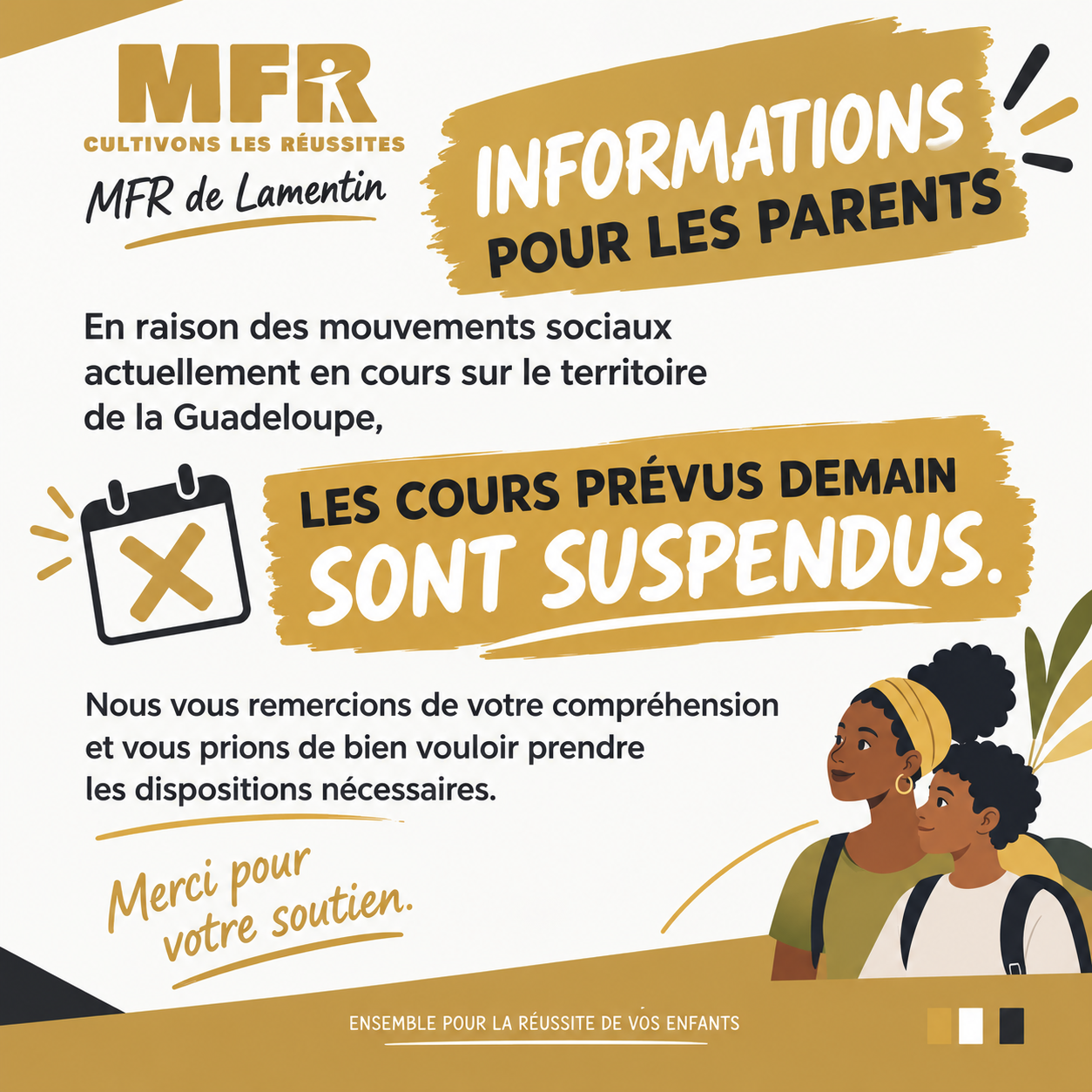 Infos cours suspendus